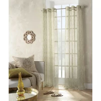 Distant Lands Fiji Printed Grommet Top Sheer Single Curtain Panel