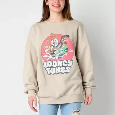 Womens Crew Neck Long Sleeve Looney Tunes Juniors Sweatshirt
