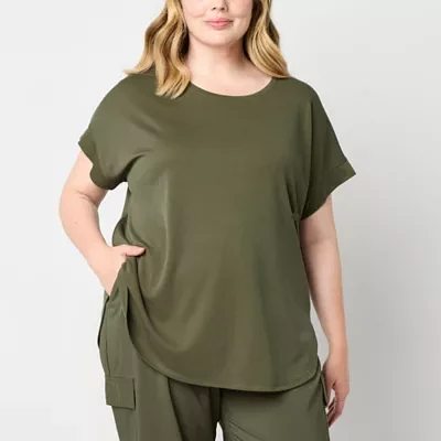 Stylus Womens Crew Neck Short Sleeve Plus T-Shirt