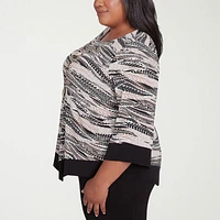 Alfred Dunner Romancing The Stone Womens Crew Neck 3/4 Sleeve Plus T-Shirt