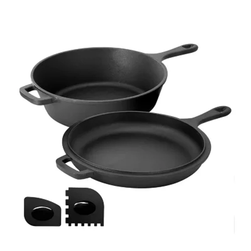 MegaChef Pre-Sesoned Cast Iron 2-In-1 Cookware Set