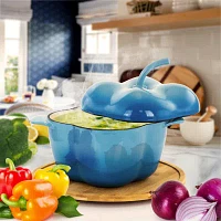 MegaChef 3 Quart Pepper Shape Enameled Cast Iron Casserole