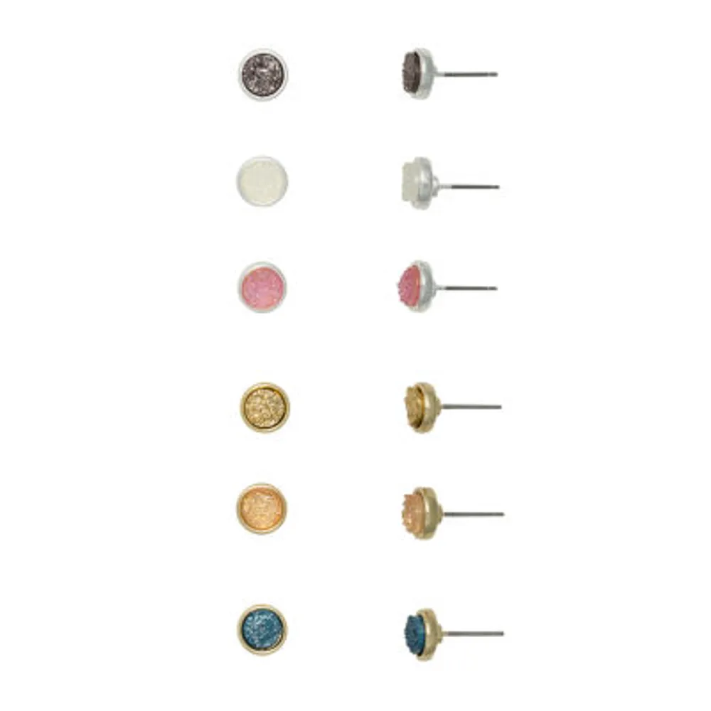Mixit Womens Round Hypoallergenic 6 Pair Earring Set
