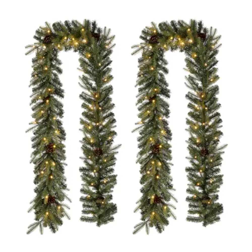 Glitzhome 2-Pack Pre-Lit Indoor Christmas Garland Set