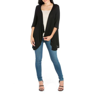 24/7 Comfort Apparel Womens Elbow Sleeve Open Cardigan