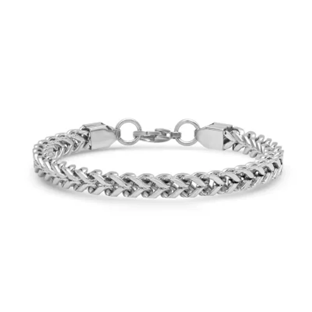 Steeltime Mens Stainless Steel 8 1/2 Inch Semisolid Box Hypoallergenic Chain Bracelet