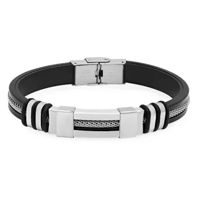 Steeltime Mens Stainless Steel Semisolid Hypoallergenic Link Bracelet