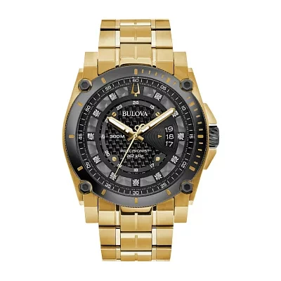 Bulova Precisionist Mens Gold Tone Stainless Steel Bracelet Watch 98d156