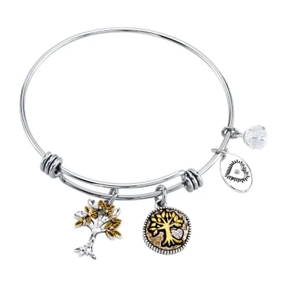 Footnotes Family Womens Marcasite Stainless Steel Bangle Bracelet