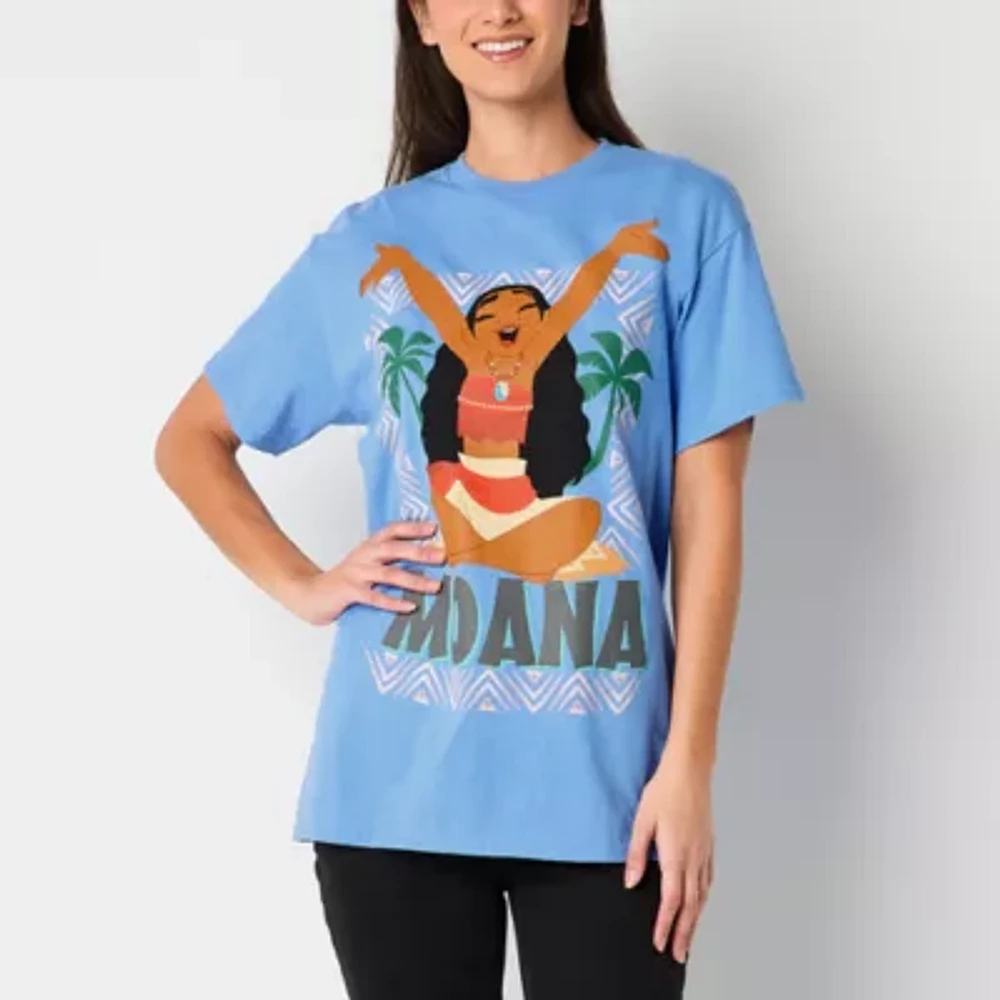 Moana Oversized Womens Crew Neck Short Sleeve Oversized Moana Juniors Graphic T-Shirt