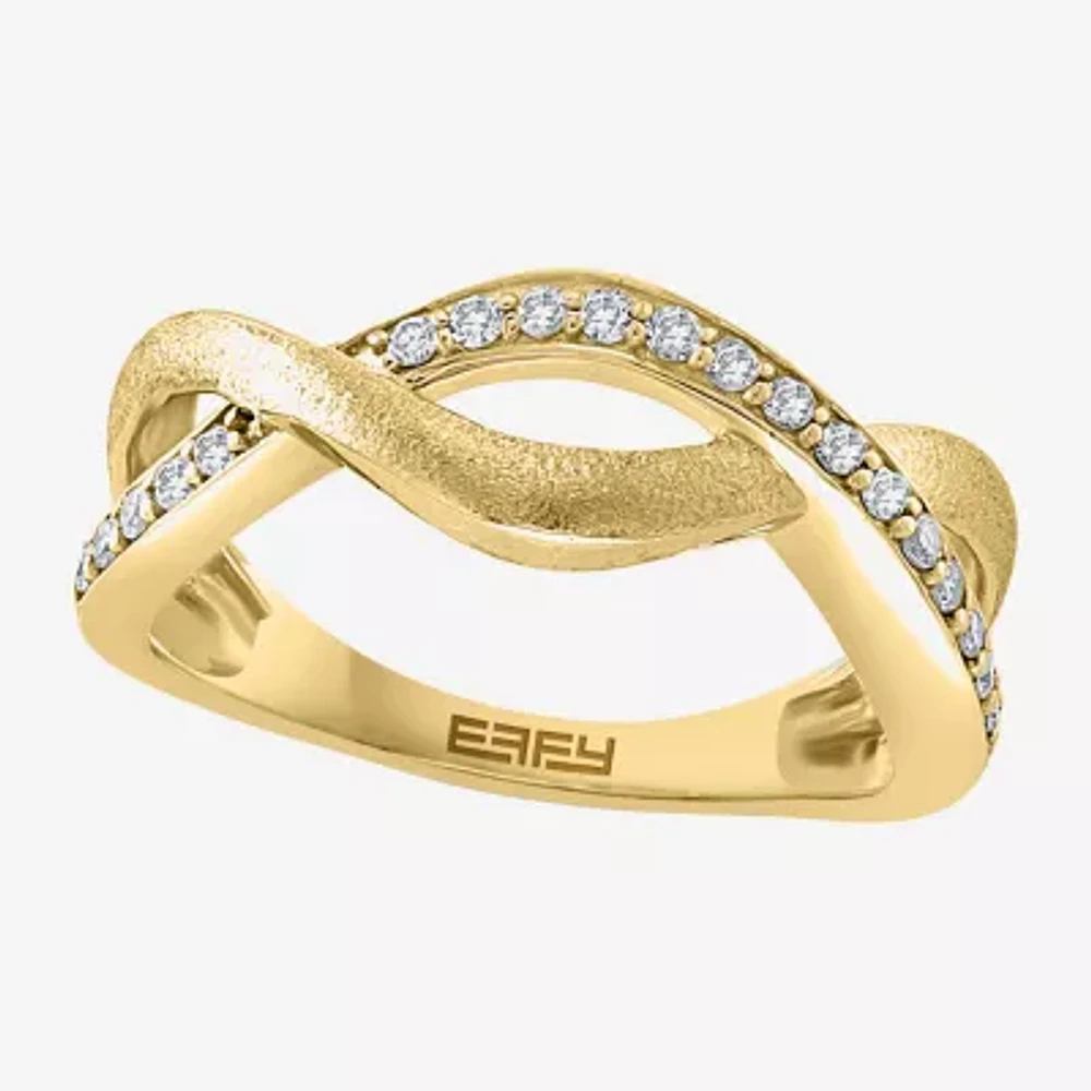 Effy Final Call Womens 2MM 1/5 CT. Natural White Diamond 14K Gold Over Silver Band