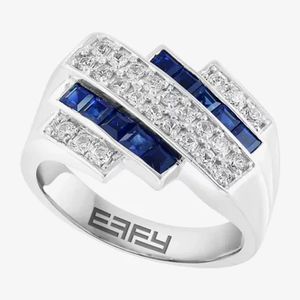 Effy Final Call Mens Genuine Blue Sapphire Sterling Silver Square Fashion Ring