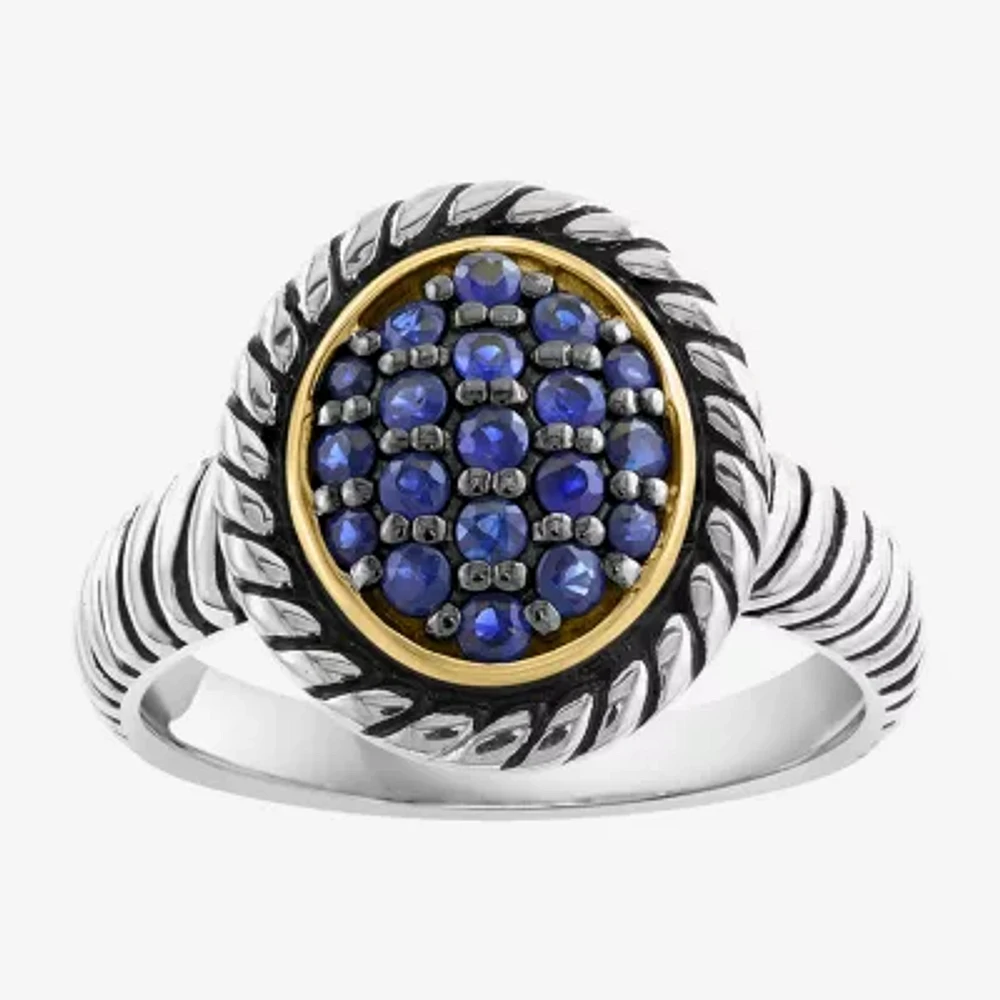 Effy Final Call Womens Genuine Blue Sapphire Sterling Silver Round Cocktail Ring