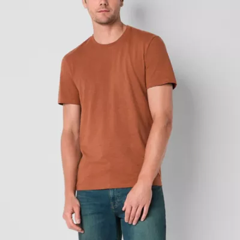 mutual weave Slub Mens Crew Neck Short Sleeve T-Shirt