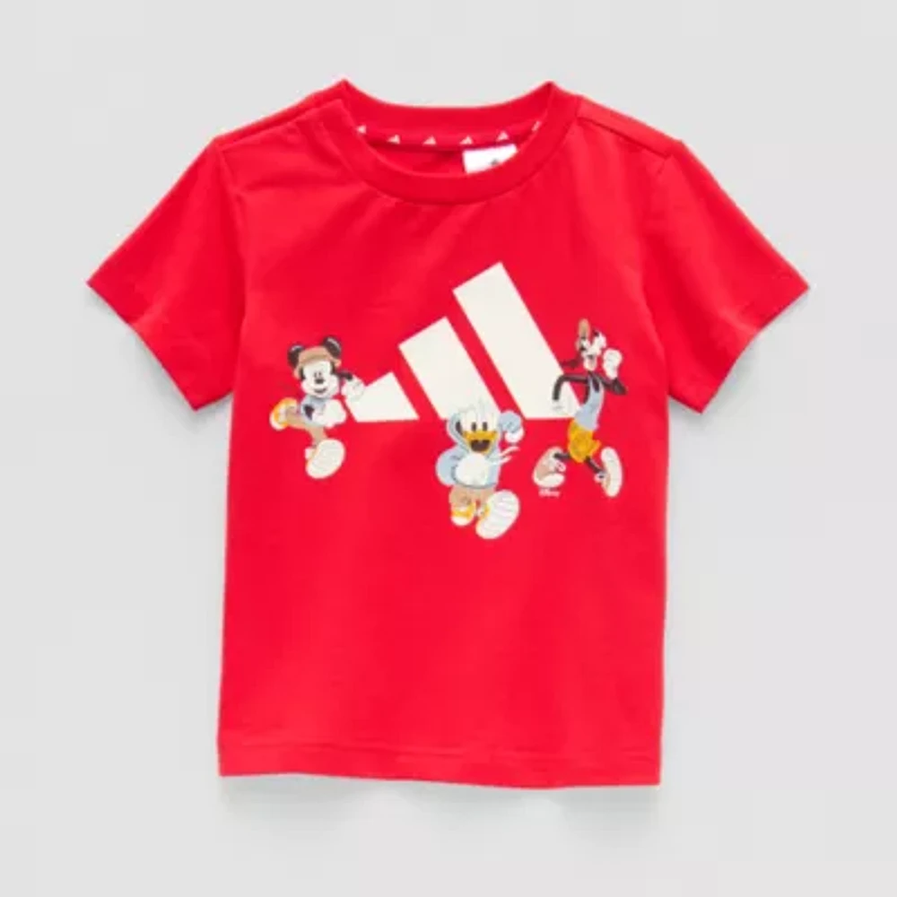 adidas Boys Crew Neck Short Sleeve Loose Fit Mickey Mouse Graphic T-Shirt