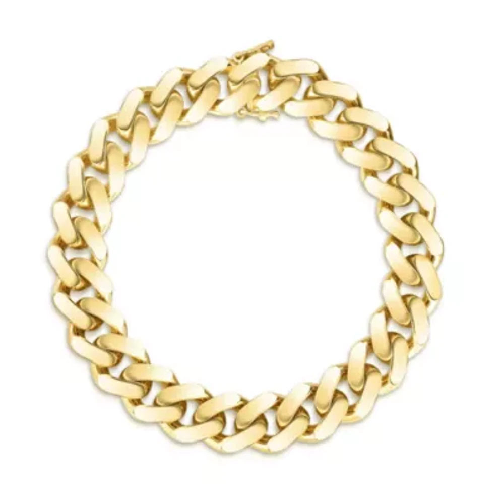 Womens 10K Gold 8 1/2 Inch Hollow Link Chain Bracelet