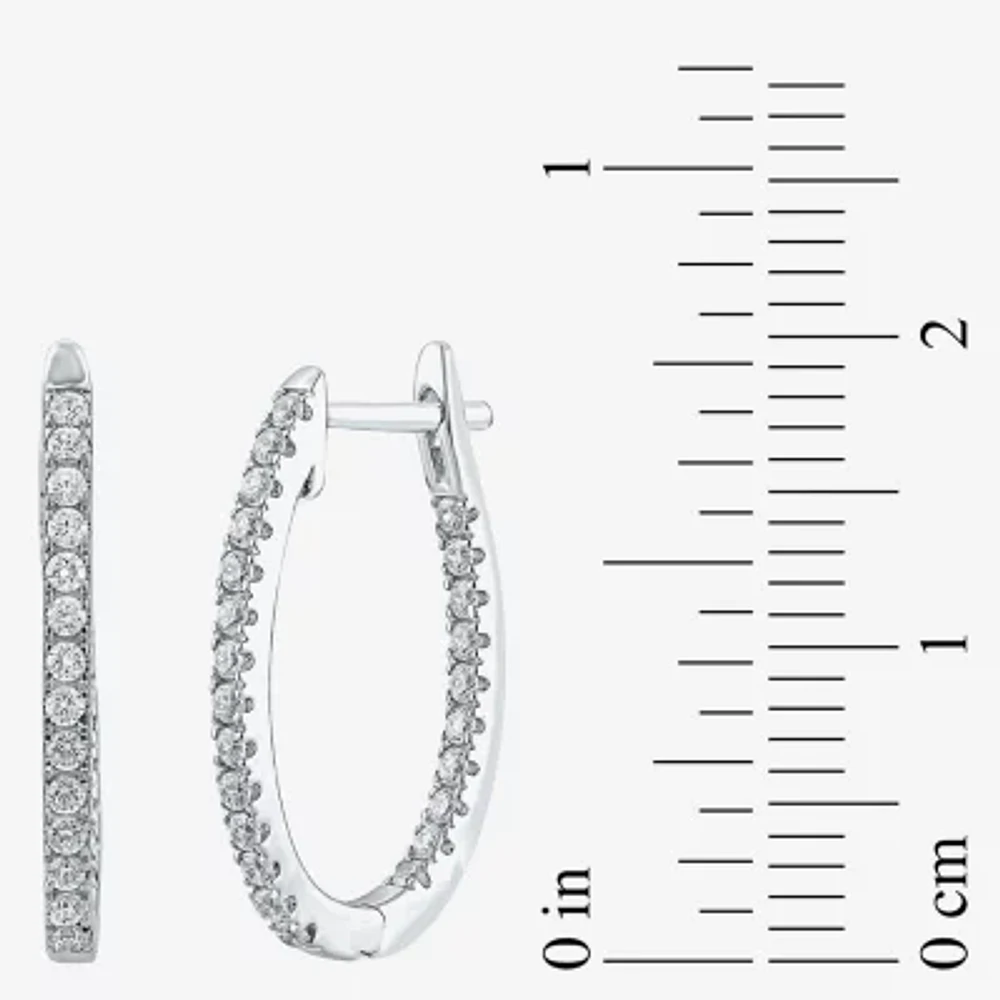 (H-I / I1) 1/2 CT. T.W. Lab Grown White Diamond 10K or 14K White or Yellow Gold 20.7mm Hoop Earrings