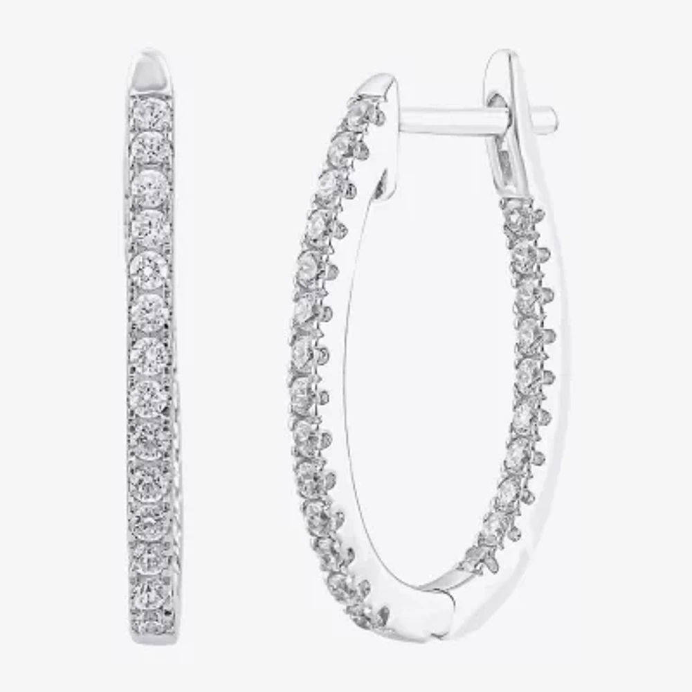(H-I / I1) 1/2 CT. T.W. Lab Grown White Diamond 10K or 14K White or Yellow Gold 20.7mm Hoop Earrings