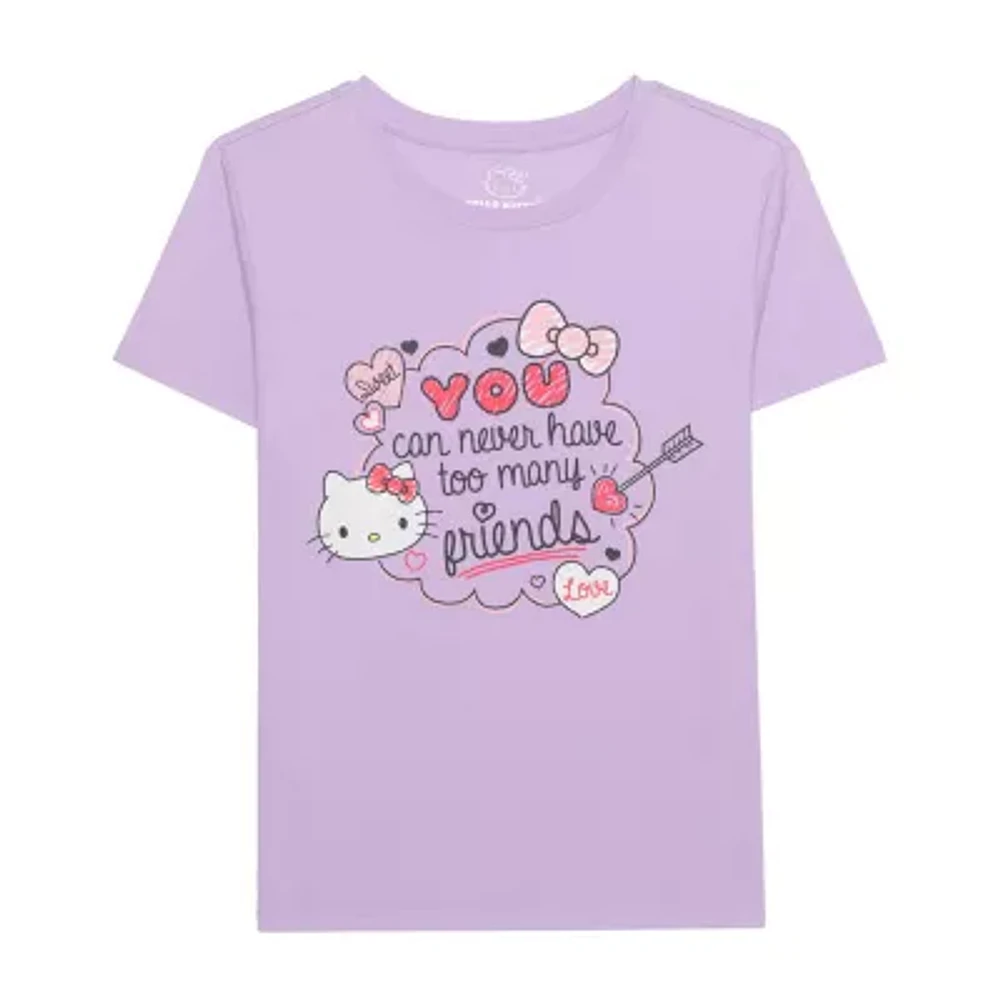 Big Kid Girls Crew Neck Short Sleeve Oversized Hello Kitty Graphic T-Shirt