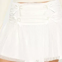 Forever 21 Ruched Mesh Bow Womens High Rise Flared Skirt-Juniors