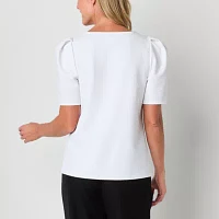 Liz Claiborne Womens V Neck Short Sleeve Blouse