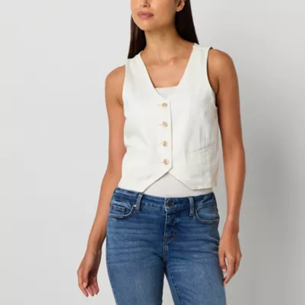 a.n.a Soft Drape Womens V Neck Sleeveless Vest