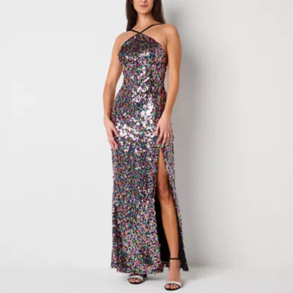 VIOLET WEEKEND Womens Sleeveless Sequin Juniors Bodycon Dress