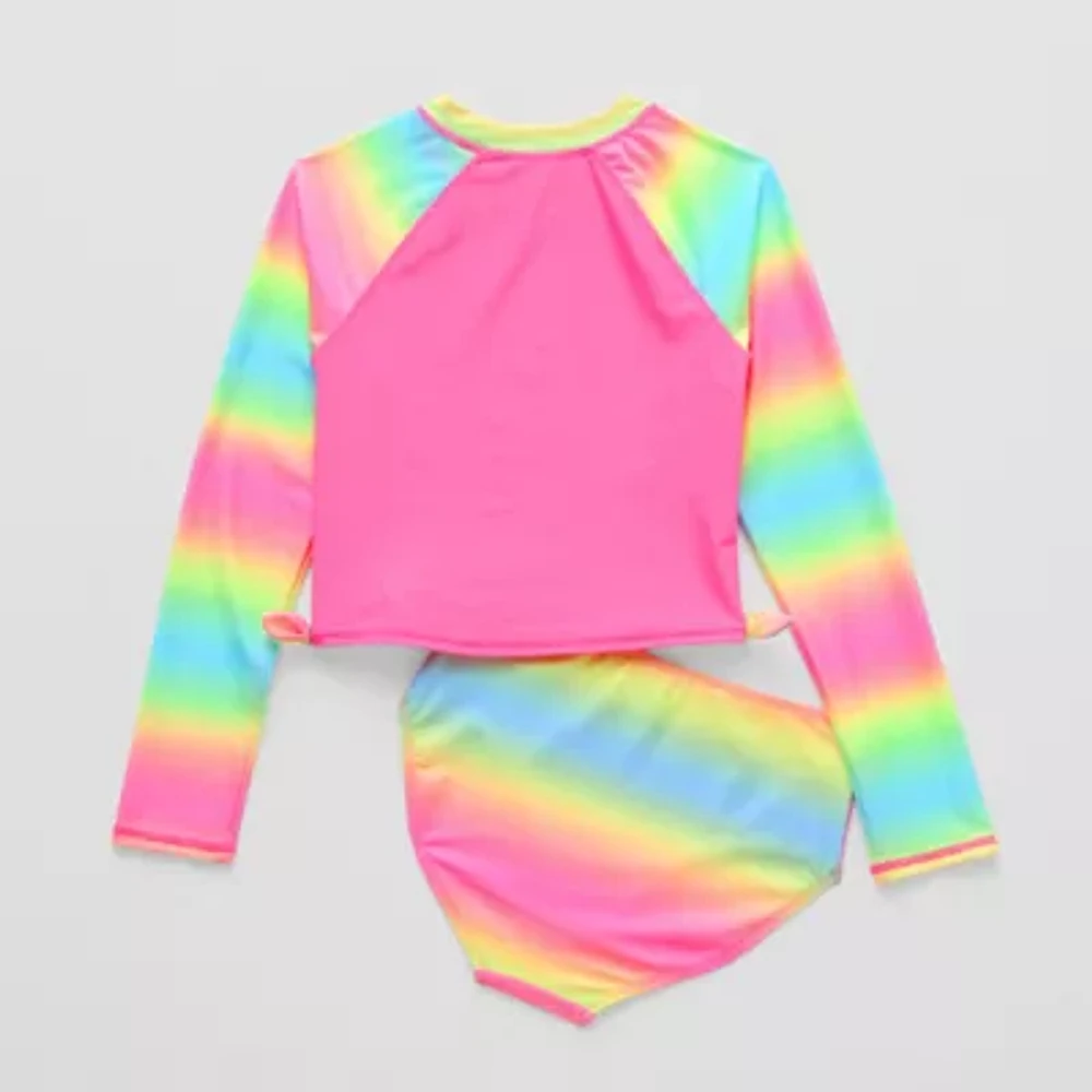 Thereabouts Little & Big Kid Girls Tie Dye Rash Guard Set