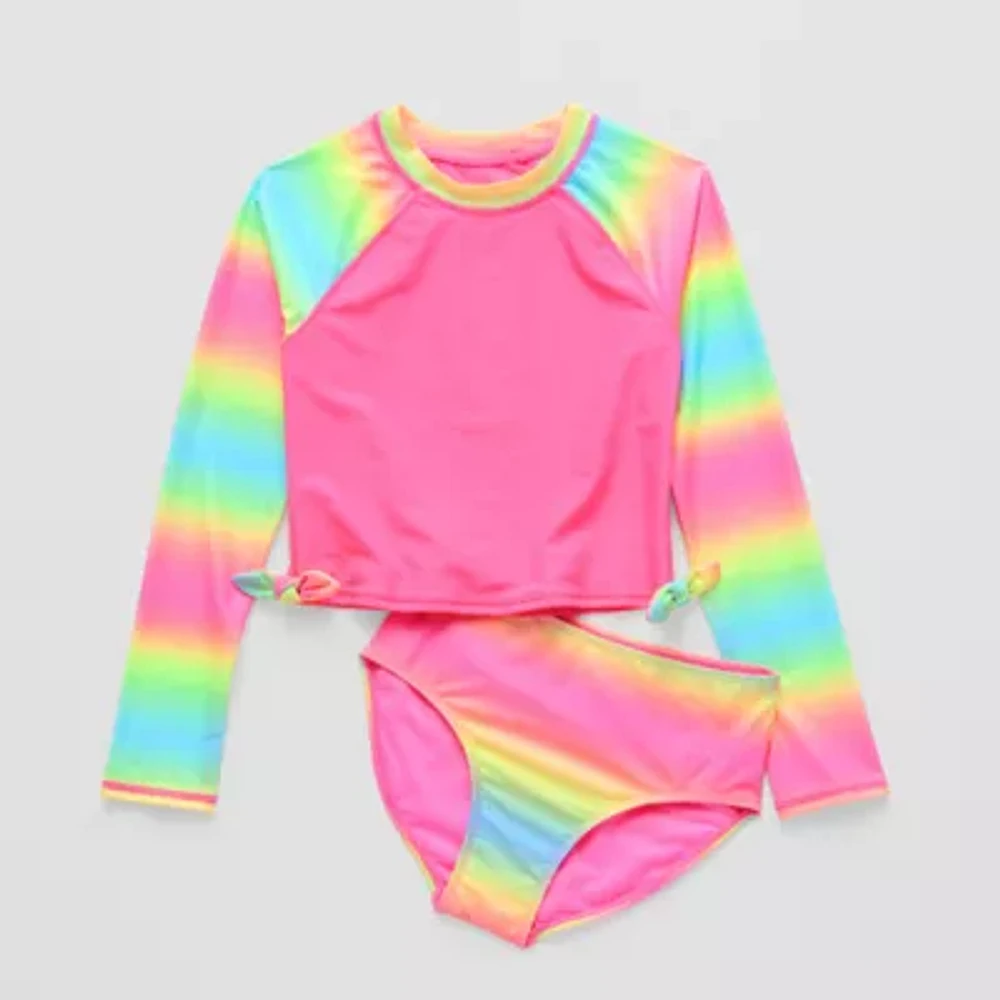 Thereabouts Little & Big Kid Girls Tie Dye Rash Guard Set