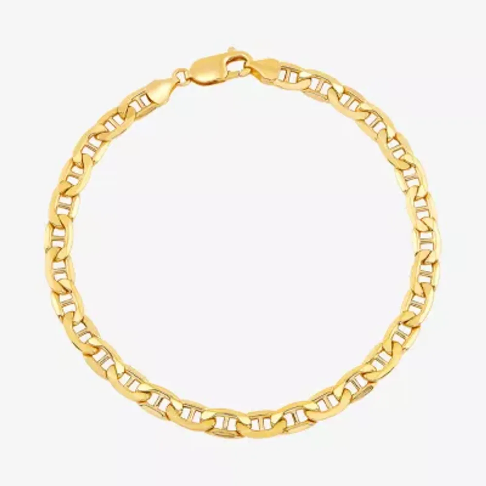 Made in Italy Mens 10K Gold Semisolid Link Chain Bracelet