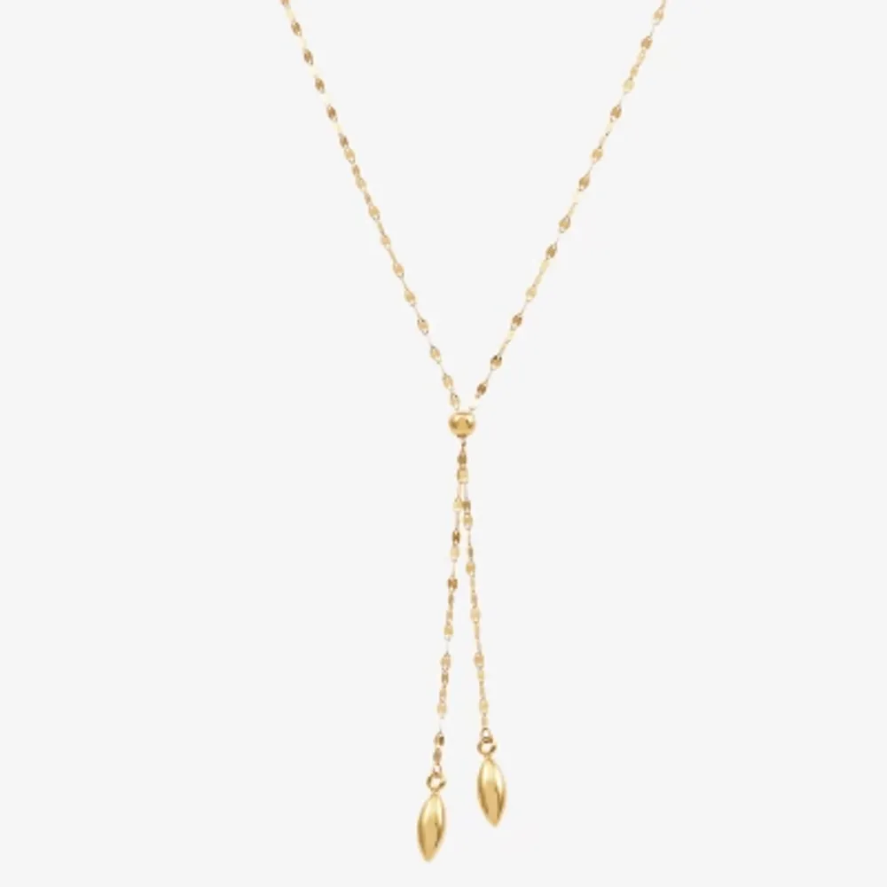 Womens 14K Gold 18 Inch Y Necklace