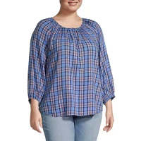St. John's Bay Womens U Neck 3/4 Sleeve Blouse