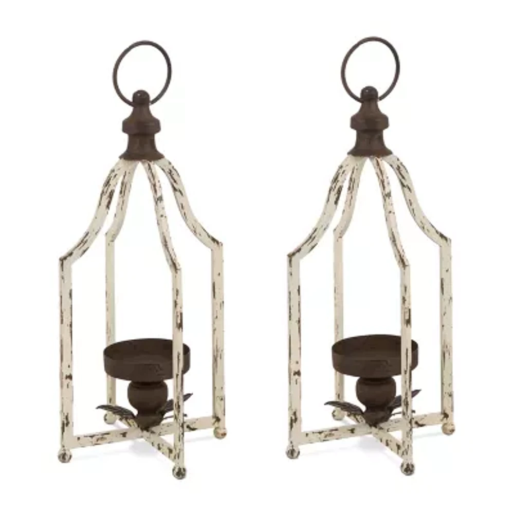 Glitzhome Small Farmhouse Metal 2-pc. Decorative Lantern