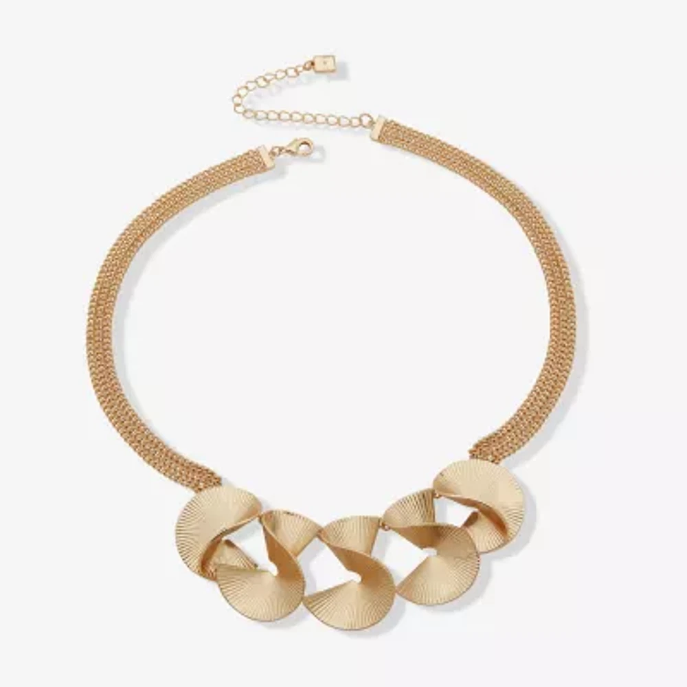 Worthington Gold Tone Womens 17 Inch Collar Necklace