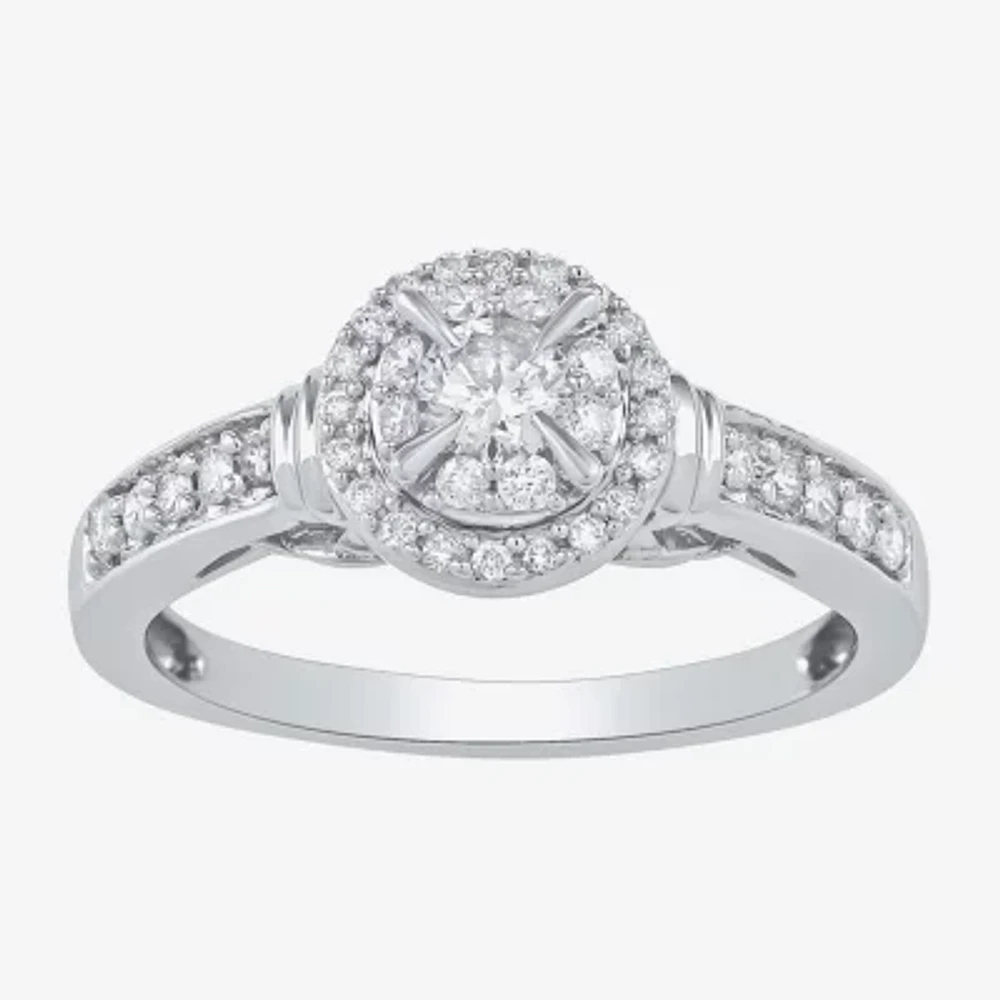 Limited Quantities! Womens 1/2 CT. T.W. Natural White Diamond 10K White Gold Engagement Ring
