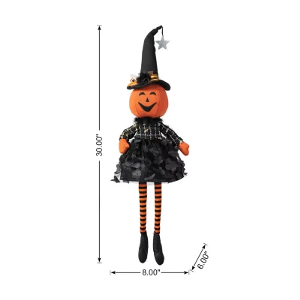 Glitzhome "30""Fabric Dressed Pumpkin Sitter" Halloween Tabletop Decor