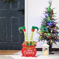 Glitzhome "24.5"" Wooden And Metal Gift Box" Christmas Porch Sign