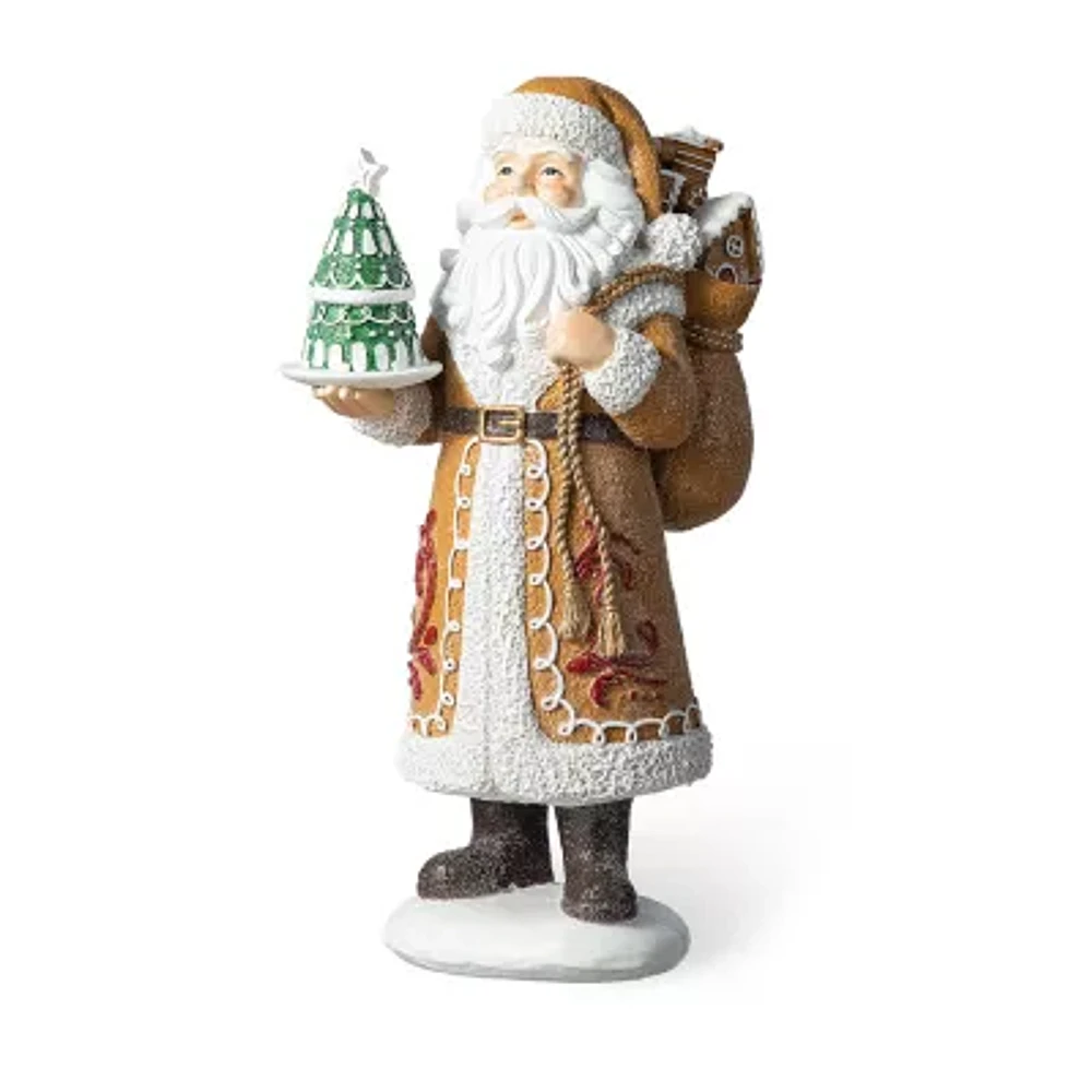 Glitzhome "11.5"" Gingerbread Santa" Christmas Tabletop Decor