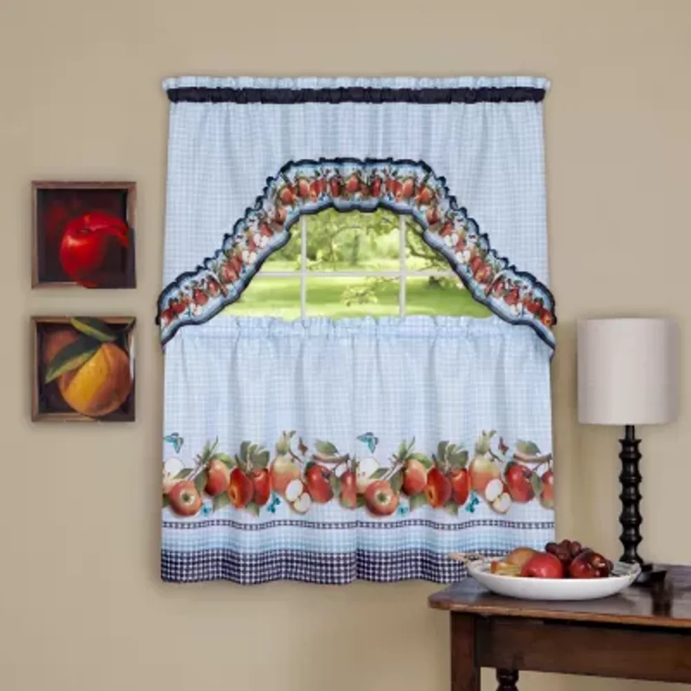 Golden Delicious 3-pc. Rod Pocket Kitchen Curtains & Drapes Window Set