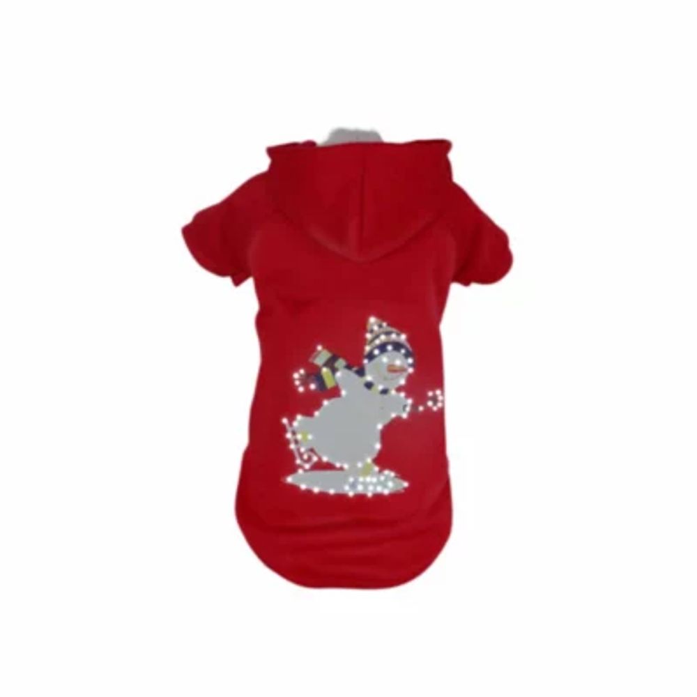 The Pet Life LED Lighting Holiday Snowman Hooded Sweater Costume