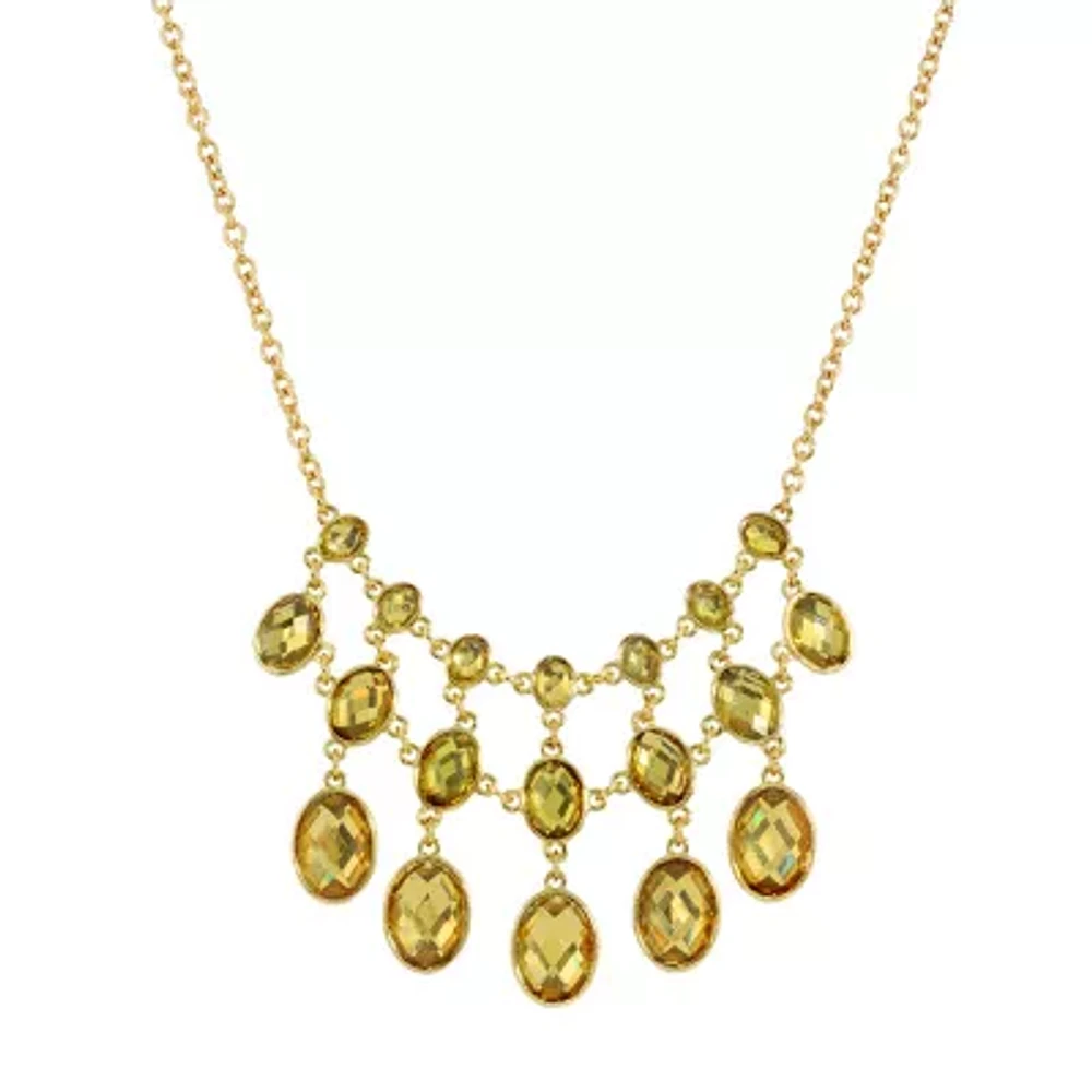 1928 Gold Tone Womens Champagne 16 Inch Statement Necklace