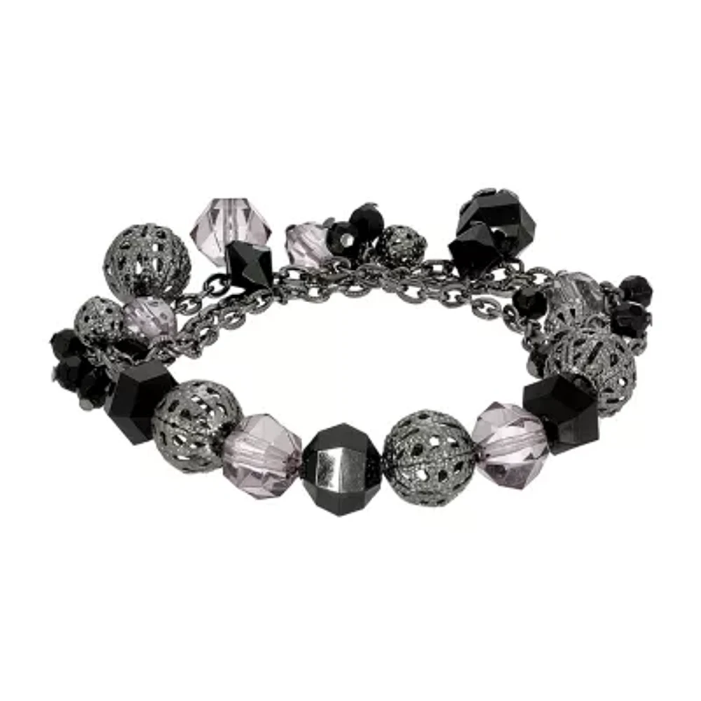 1928 Black Tone Womens Black Stretch Bracelet