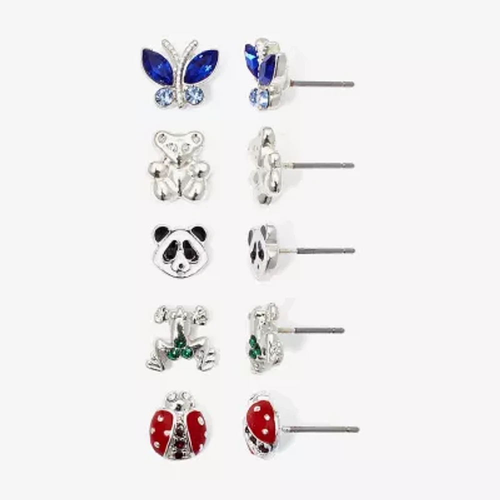 Mixit Womens Butterfly Hypoallergenic 5 Pair Earring Set
