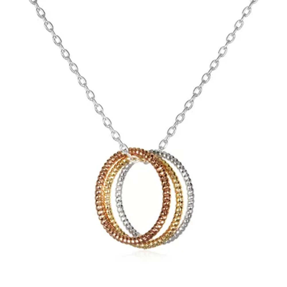 Bijoux Bar Delicates Tri Tone Womens Circle 16 Inch Pendant Necklace