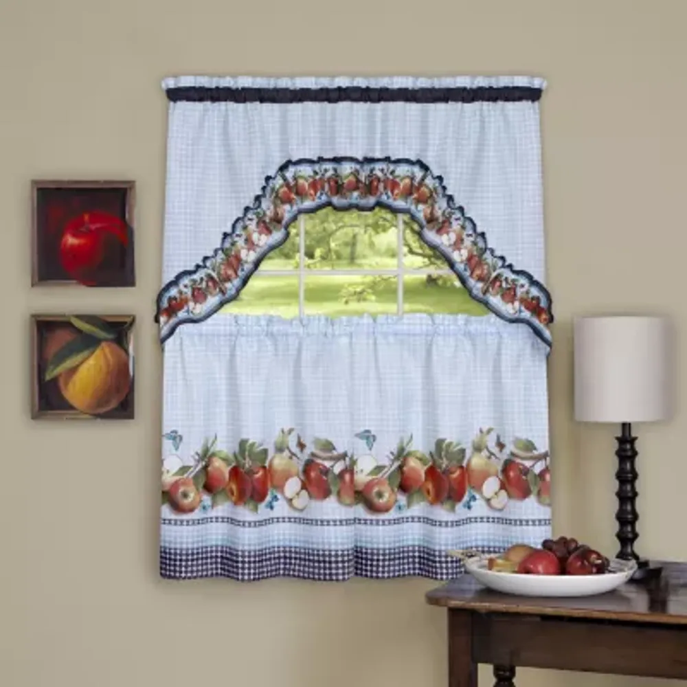 Golden Delicious 3-pc. Rod Pocket Kitchen Curtains & Drapes Window Set