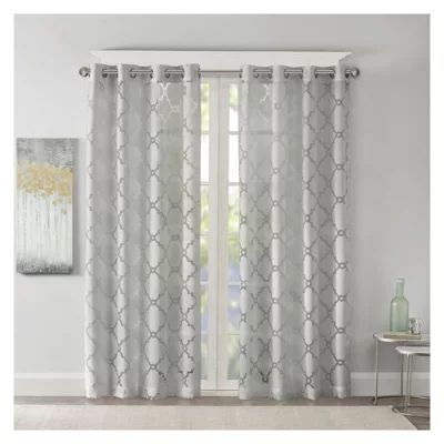 Madison Park Laya Trellis Grommet Top Sheer Single Curtain Panel