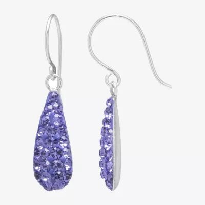 Silver Treasures Womens Crystal Sterling Pear Drop Earrings