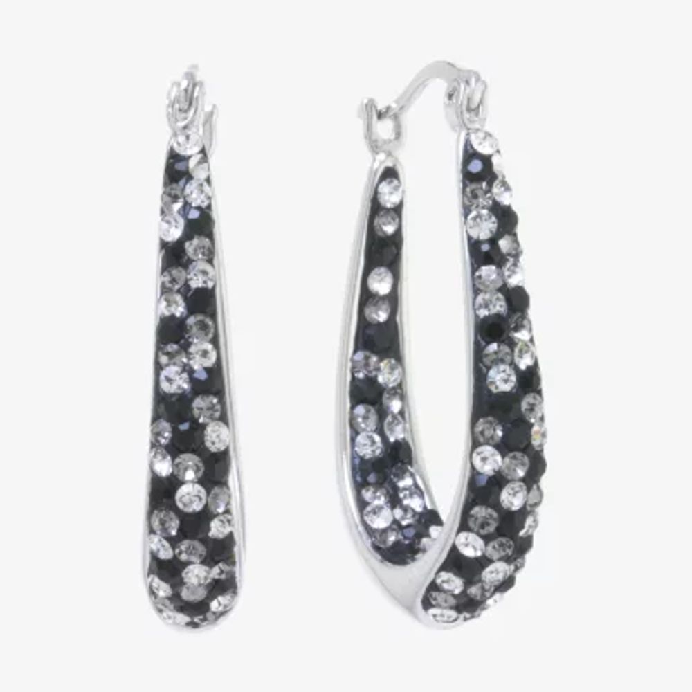 Sparkle Allure Womens Crystal 31.7mm Oval Hoop Earrings