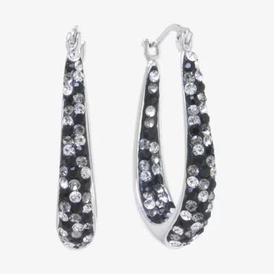 Sparkle Allure Womens Crystal 31.7mm Oval Hoop Earrings