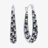 Sparkle Allure Womens Crystal 31.7mm Oval Hoop Earrings